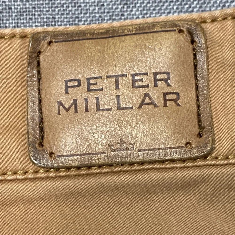 Peter Millar Mens 34 Tan Khaki 5-Pocket Stretch Cotton Straight Leg Pants